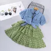 Girls Outfit Set Summer Kids Dress Suits Teenage Dot Sling Girls Clothing Robe Fille Enfant 4-8-12 Years Old Ensemble Fille 220509