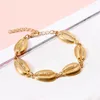 Cadeia de link Fashion Fashion Gold Color Paua Genuine Cowrie Sea Shell Bracelet Boho Ajustável para mulheres meninas