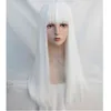 Long Straight Hair Synthetic Wig Silver White Black Bangs Cosplay Lolita Heat Resistant Party 220622