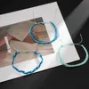 Blue Handmade Weave Rope Bracelets Set Men Trendy Charms Three Layered Hand Chains Fashion Adjustable Thread Bracelet Jewelry