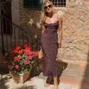 Robe midi florale rétro sans manches dos nu bretelles spaghetti robe longue de plage Vintage bohème noir rouge rose robe florale femmes 220621