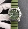 Zielone zegarki męskie zegarek Mężczyzn Automatyczny Cal. 9000 nurka 300m zanurzenie 1055 Sport vs Firenze 42 mm gumowy pasek Firenze VSF Factory Pam