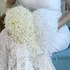 Wedding Flowers 100% Bouquet Flower Bridal Full Pearls Ivory&white Handmade Waterfull Bride BouquetWedding