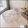 Mugs Drinkware Kitchen Dining Bar Home Garden Glacier Pattern Glass Trendy High-Value Water Cup Female Juice Drink Ins Wind Dh1Xd