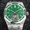 R8F V3 Flying Tourbillon A2950 Automatisk herrklocka 41 Självvindande 2653 Extra tunn smaragd Bezel Green Dial Rostfritt stålarmband 2022 Super Edition PureitMe A1