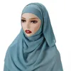 Scialle in chiffon semplice con berretto in jersey Copricapo interno Islam Fascia per capelli Hijab elasticizzato Copricapo Turbante