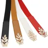 Belts Thin For Women Gold Leaves Shape Buckle Stretch Waist Belt Solid Color Female Corset Dress Coat WaistbandBelts