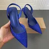 Frühling Sommer Frauen Sandale Dünne High Heel Spitz Slingback Sandalen Damen Mode Bling Cystal Party Kleid Schuhe