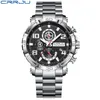 Crrju Men observa Big Dial Dial impermeável aço inoxidável com luminoso Handsdate Sport Chronógrafo Relógios Relogio Masculino 220530