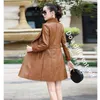 Winter Jacket Women Caramel L-4XL 2020 Autumn New Korean Fashion Slim ADD Velvet Long Faux Leather Coat Feminina JD880 L220728