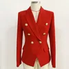 Véritable rouge femmes Blazers formel femme veste classique or Double boutonnage bouton blanc noir Blazer femmes de haute qualité 220402