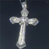 Pendant Necklaces Retro Simple Handmade Big Cross Pendants Luxury Inlay Zircon Men Women Fashion Religion Anniversary Jewelry