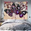 Boho väggmatta fjäril tryck hängande konst scifi rum heminredning för sovrum levande sovsal tapestry tapiz j220804