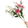 One Real Touch Lily Flower Branch 6 Heads Faux Artificial PU Greenish Lily Stem 76cm for Wedding Centerpieces Floral Arrangement