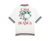 Casablanca 2022 Nieuwe ping pong klassieke heren shirts prairie groene print unisex los Britse zijden shirt korte mouw ontwerper tees dames losse zomer strand tops