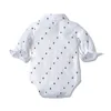 Set di vestiti per pagliaccetti per neonato con cappello a fiocco Gentleman stampato vestito primaverile in cotone per bambini Body per neonati lungo 220507