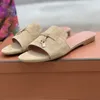 Slippers womens shoes sandals Top Quality Cashmere Classic buckle slides Shoe Genuine leather Sandal designer Casual comfortable Flat Slipper 35-42