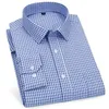 最高品質のメンズビジネスカジュアル長袖シャツクラシック格子縞のストライプチェックマンパープルブルー220813の男性ソーシャルドレスシャツ