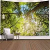 風景タペストリー美しい自然林印刷大きな壁布スプレッドビーチタオルJ220804