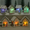 Festival Led Light Wood House Christmas Tree Decorations For Home Nice Illuminated Wooden DIY Gift Window Decoration Y201020