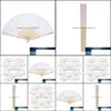 Imprezy Favor Event dostarczenia świątecznego ogrodu domowego 12 opakowania Hand fani White Paper Fan Bamboo Folding Handheld złożony na kościelny ślub GI