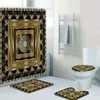 Luxury Gold 3D Geometric Greek Nyckelmönster Duschdraperi Set Floral slingrande prydnad Mandala Badrummattor Heminredning 180x200 2205709486