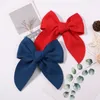 2022 20Colors 5Inch Solid Cotton Bow With Safety Hairpin For Girl Hair Bows Handmade Bowknot Hair Clip Headwear Kids Hair Accessories
