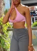 Rapwriter One Shoulder Cut Out Sexy Crop Canotte Canotta rosa per le donne Backless Fashion 90s Summer Sleeveless Outfit Donna 220318