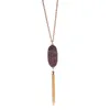 High Quality Natural Stone Turquoise Pendant Necklace Long Tassel Sweater Necklaces for Women Gift