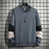 رجال للرجال غير الرسمي Harajuku Patchwork 2022 New Fashion Male O-Neck Sweatshirt Hoodies Hip Hop Streetwear Tops 5XL L220730