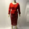 Sukienki swobodne Elegancka koronkowa sukienka peplum dla kobiet lato stały kolor wysoki talia szczupły biuro bodycon moda wieczorna impreza vestido223v