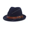 Fashion Gentleman Elegant Men Wool Jazz Fedora Hat With Belt Vintage Church Hat For Women Bowler Cap 56-58cm