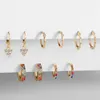 Hoop & Huggie Color CZ Zircon Gold Earrings For Women 5 Pair Geometric Small Set Jewelry Wedding Bijoux BrincosHoop Kirs22