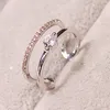 Korean Love Heart Clover Designer Band Ringe Doppelte Reihen Mode Crystal Hochzeitsfeier Schmuck Diamant Designer Ring Roségold Silber