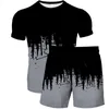 Herrspårspår 3D digitala tryck Tvådelade kortärmade shorts Abstrakt målad t-shirt Set Set Men's and Women's Leisure Trendmen's
