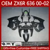 OEM Body для Kawasaki Ninja ZX 636 600CC ZX-600 ZX-6R ZX636 ZX6R 00 01 02 37HC.7 Зеленый фондовый Новый ZX 600 CC 6 R ZX 6R ZX600 CoSling ZX-636 2000 2001 2002