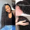 インチVrigin Curly Human Hair Wig x Lace Front S for Woman Deep Wave X Frontal Pre 220606