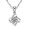 colliers de fleurs en pleine floraison fleurs porte-bonheur cloutées de diamants et herbe collier d'amour rotatif collier en argent clavicule simple