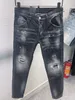 Herrjeans Rips raka denim Jeans Italien Mode Slim Fit Washed Motocycle Denims Byxor