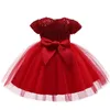 2022 abito da ballo con paillettes Flower Girls Abiti Sheer Neck Cap Maniche Applique Sash Perline Pizzo Tulle Tutu Infantile Festa di compleanno Abito da spettacolo