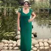 Groene schede moeders jurken met kanten korte mouw v gesneden bruiloft Invitada jurk kraal chiffon avondkleding