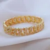 Bangle Miami Cuban Bracelet Rhinestone Alloy Link Chain Bracelets Hip Hop Fashion Punk Jewelry Gold Color Charm Bangles Raym22