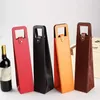 Pu Leather Wine أو Champagne Gift Wrap Bag Travel Bage Bottle Carrier Case Organizer Wine Bottles Higpts Aces 0526