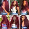 Burgundy Red Color Loose Curly Brazilian Human Hair Wig Orange/Black/Blonde Colored Deep Wave Synthetic Lace Frontal Wigs For Women