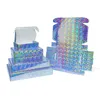 Emballage de couleur laser à motif de diamant, boîte-cadeau pour perruque, support en carton ondulé vierge à 3 couches, taille personnalisée imprimée 220706