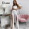 CNYISHE PANT SEXY MINUT MINUNES HAUT SLIT FLARE FLARE FLASE BLANCHE Pantalon de taille Noir Femme Bell Casual 220325