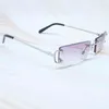 2022 Fabriks grossistmodell Vintage Rimless Small Square Big Sun Cool Rapper Shades Party Eyewear Gafas Sol Npqy Solglasögon