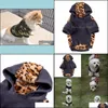 Köpek Giyim Malzemeleri Evcil Ev Bahçe Polar Kedi Kostümü Yumuşak Sıcak Köpekler Giysiler Sevimli Karikatür Hoodie Coat İki Bacak Tulum Giysileri Smals için