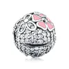 Yeni 925 STERLING Gümüş Yuvarlak Boncuklu Altın Gevşek Boncuklar Kalp Kolye Charm Orijinal Fit Pandora Bilezikleri Diy Kadın Doğum Günü Hediye Takı