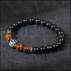 Beaded Strands 12 Zodiac Strand Bracelet Natural Tiger Eye Stone Couples Lovers Friendship Charm Bracelets Men Women Buddha Baby Dhsas